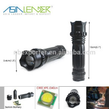 3 Brightness Modes Aluminum 3AAA or 18650 Battery Cree XPE LED Fast Track Flashlight Torch